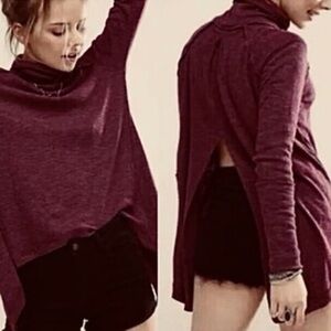 NWT Free People Juicy Long Sleeve Cowl Neck Shirt - Date Night Plum
